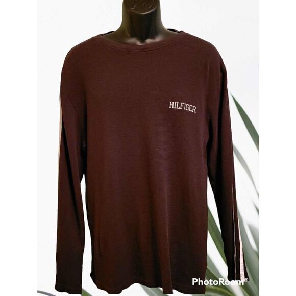 Tommy Hilfiger Brown Long Sleeve Cotton Men's Top Size Medium - Picture 1 of 5